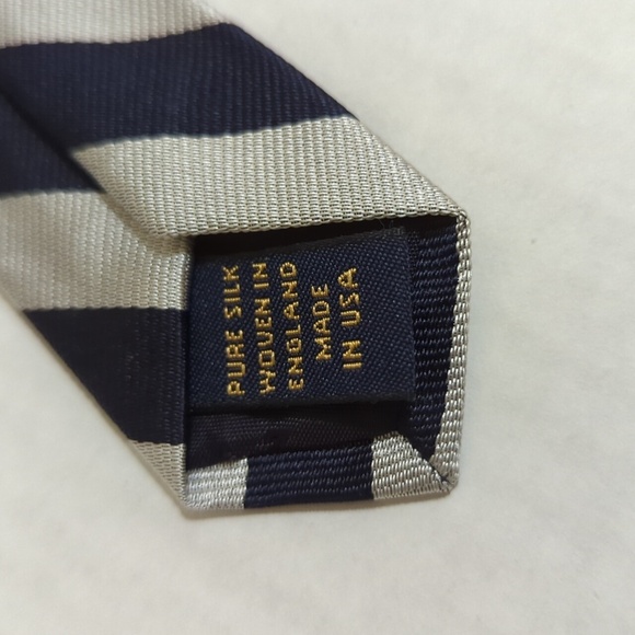 Brooks Brothers Makers Men's Silver/Navy Striped Silk Tie Made in the USA - New - Picture 5 of 7